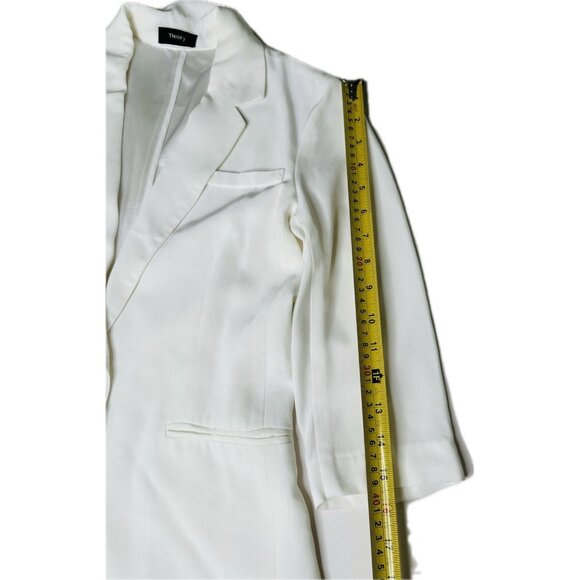 Theory White Blazer Jacket Women’s 3/4 Sleeve One Button Career Work Size 2 XS - Picture 7 of 9